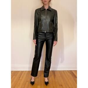 Sapra Forest Green Leather Jacket